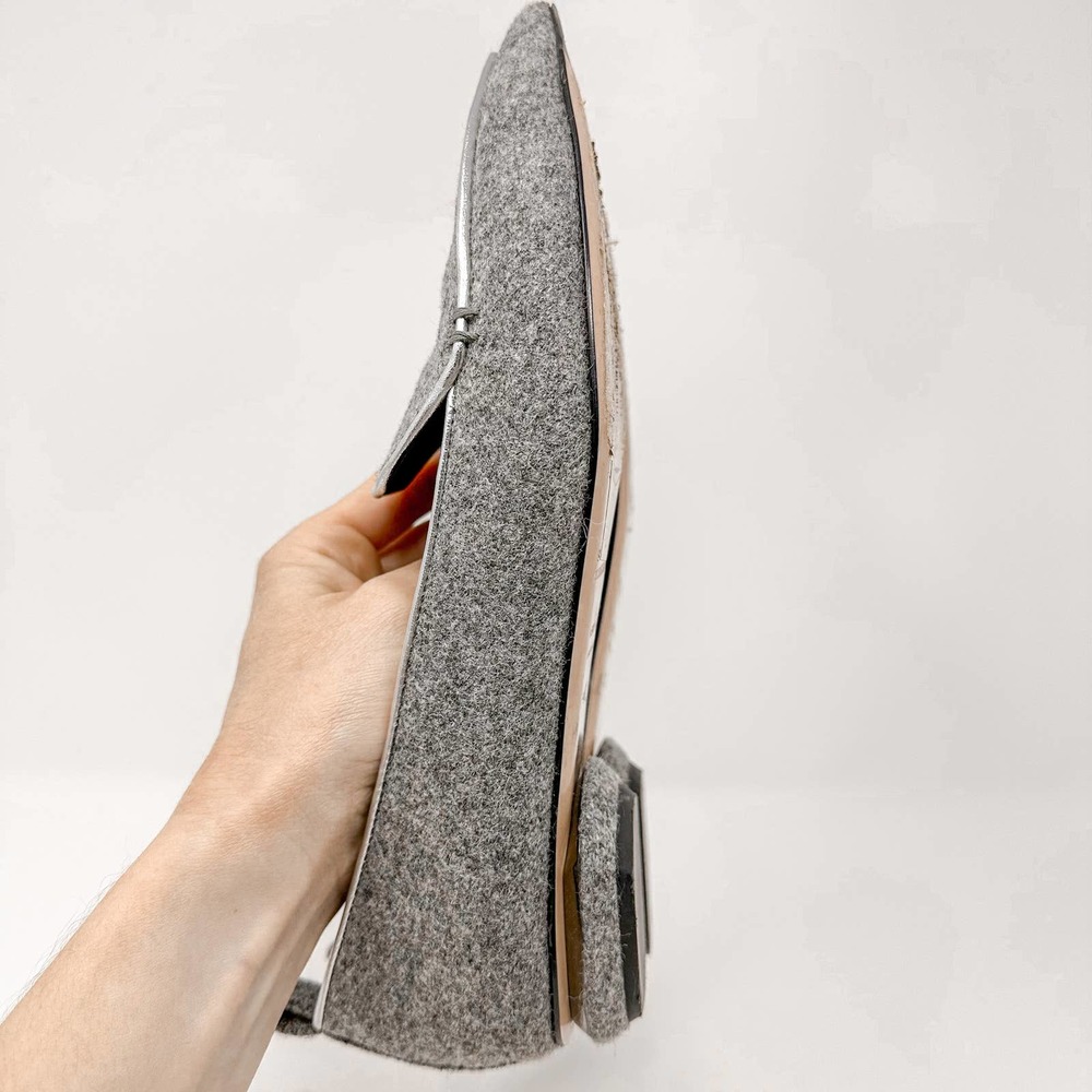 Nicholas Kirkwood Beya Wool Gray Flats Loafers Pointed Toe EU 39 US 9 - Picture 11 of 12